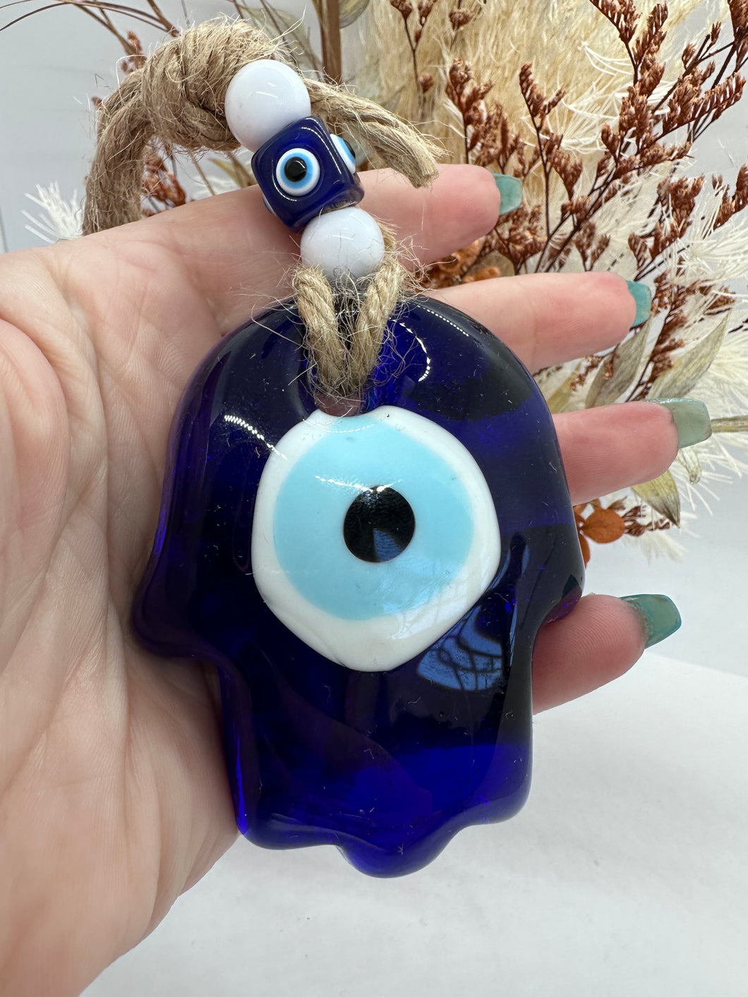 Hasma Glass Evil Eye Hanger