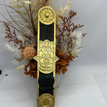 Load image into Gallery viewer, Hasma blk and Gold Incense Holder/Ash Catcher

