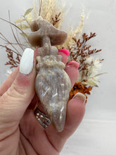 Load image into Gallery viewer, moonstone with Sunstone Broom w/ Witches Hat
