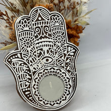 Load image into Gallery viewer, Wooden Hasma Hand Candle/incense Holder
