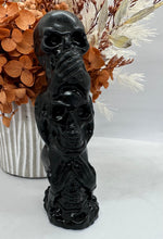 Load image into Gallery viewer, Black Obsidian Speak See Hear no Evil Skulls Lge
