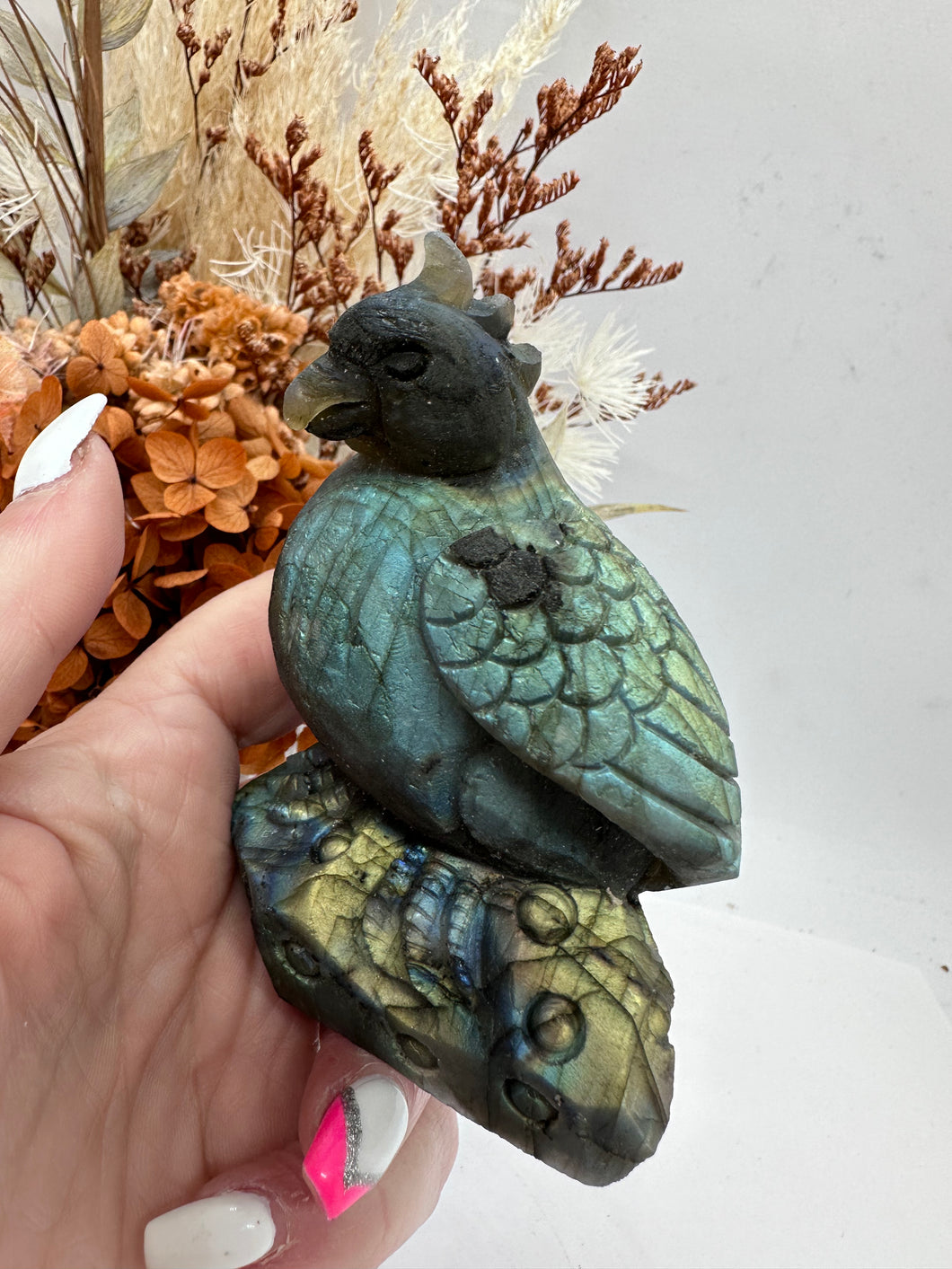 Hand carved Labradorite Bird