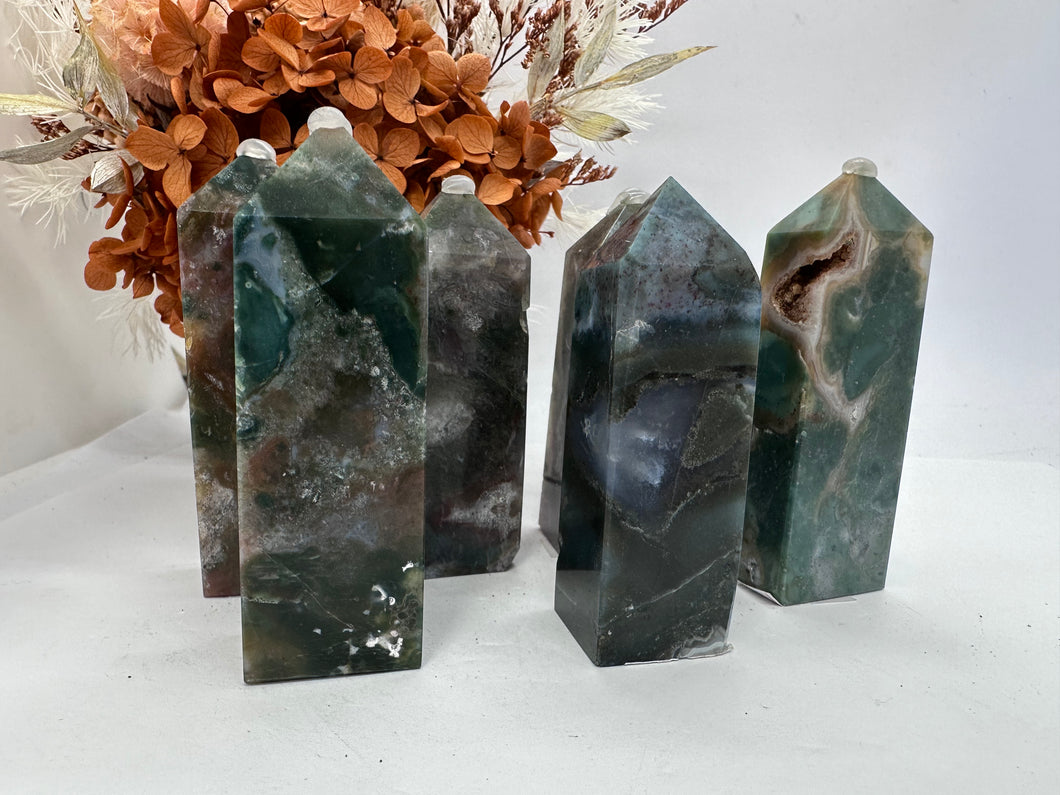 Colourful Moss Agate Points