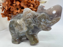 Load image into Gallery viewer, Lge Blue Moss Agate Elephant
