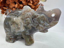 Load image into Gallery viewer, Lge Blue Moss Agate Elephant
