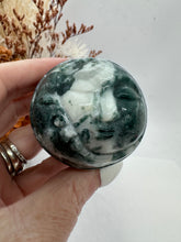 Load image into Gallery viewer, Moss Agate Sun and Moon Sphere
