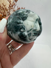 Load image into Gallery viewer, Moss Agate Sun and Moon Sphere
