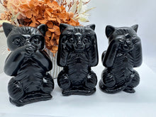 Load image into Gallery viewer, Obsidian Speak See Hear no Evil Cat Set of 3
