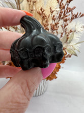 Load image into Gallery viewer, Blk Obsidian Pumpkin with skulls
