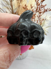 Load image into Gallery viewer, Blk Obsidian Pumpkin with skulls

