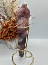 Load image into Gallery viewer, Gld Fire Quartz Wand on Stand
