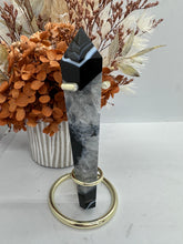Load image into Gallery viewer, G Black Agate Wand on Stand
