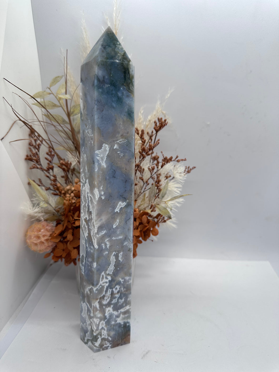 Blue Moss Agate Tower