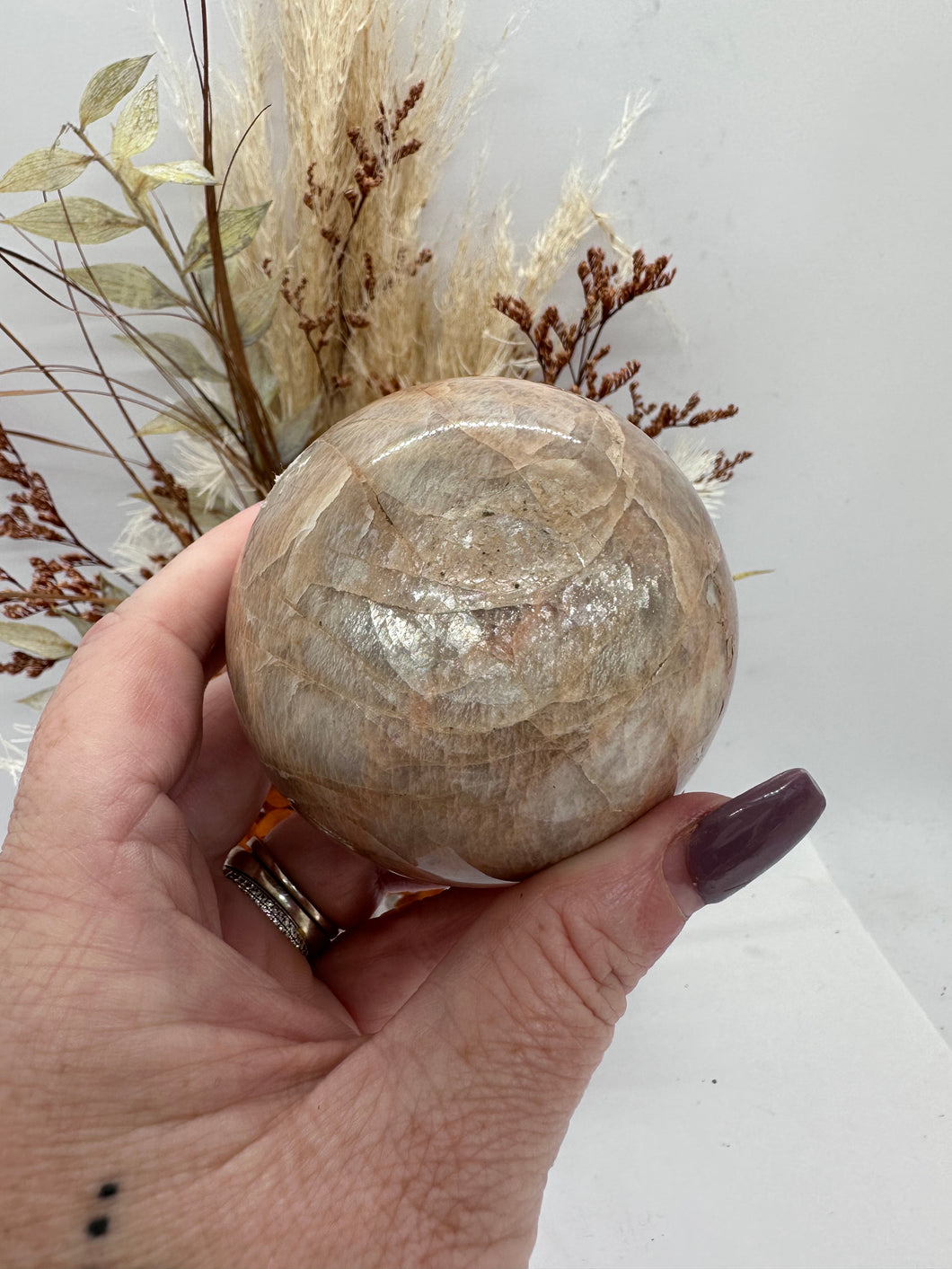 Moonstone with Sunstone Sphere