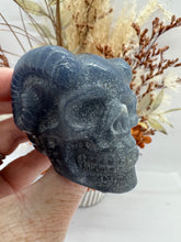 Load image into Gallery viewer, Blue Adventurine Skull with Horns
