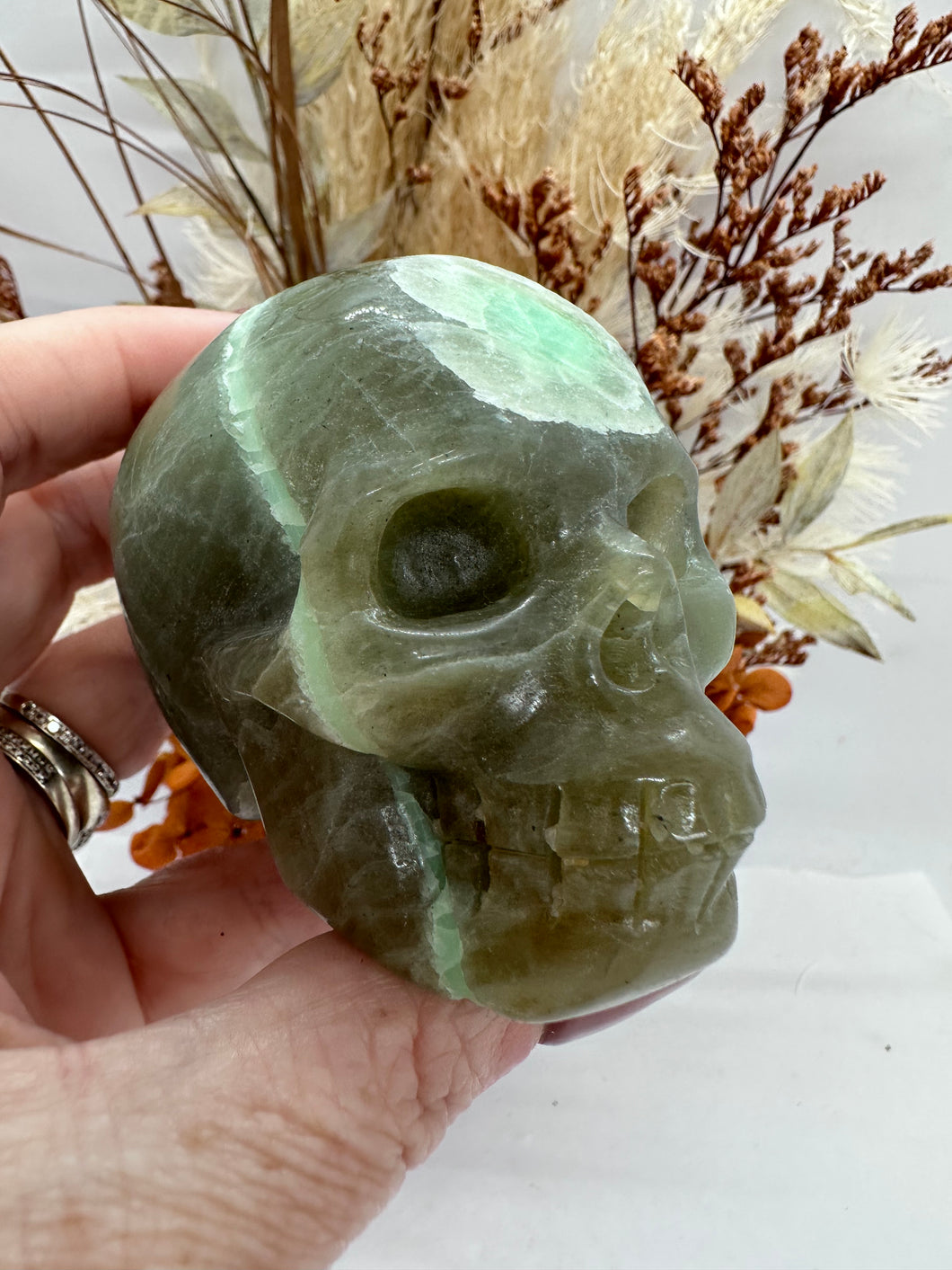 Green Moonstone Skull