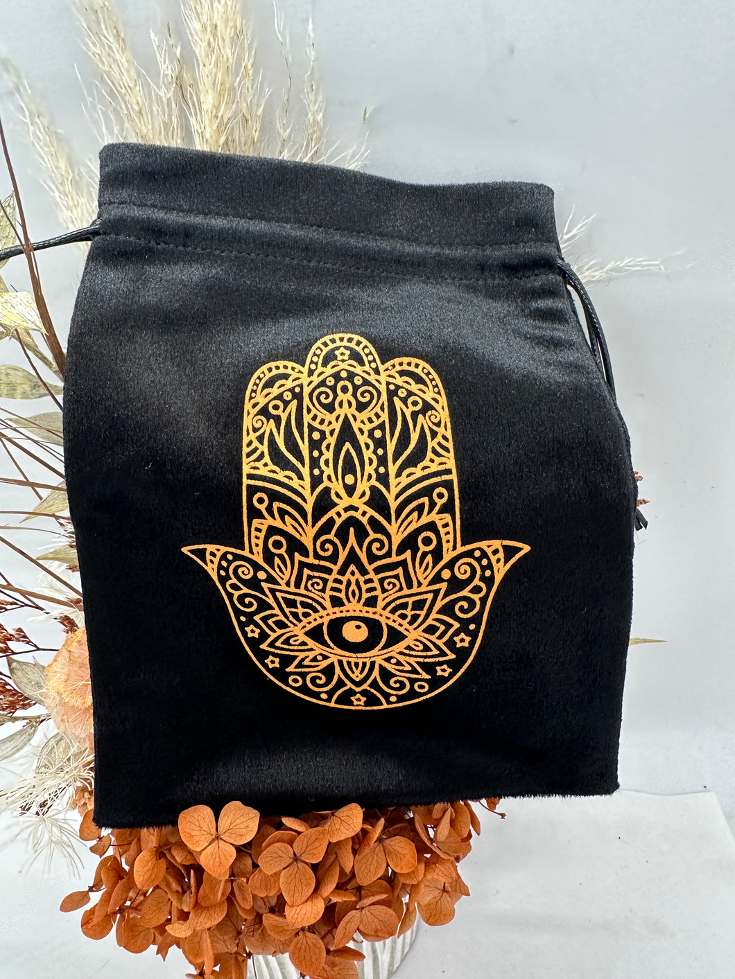 Hamsa Hand Black Velvet Tarot Bag