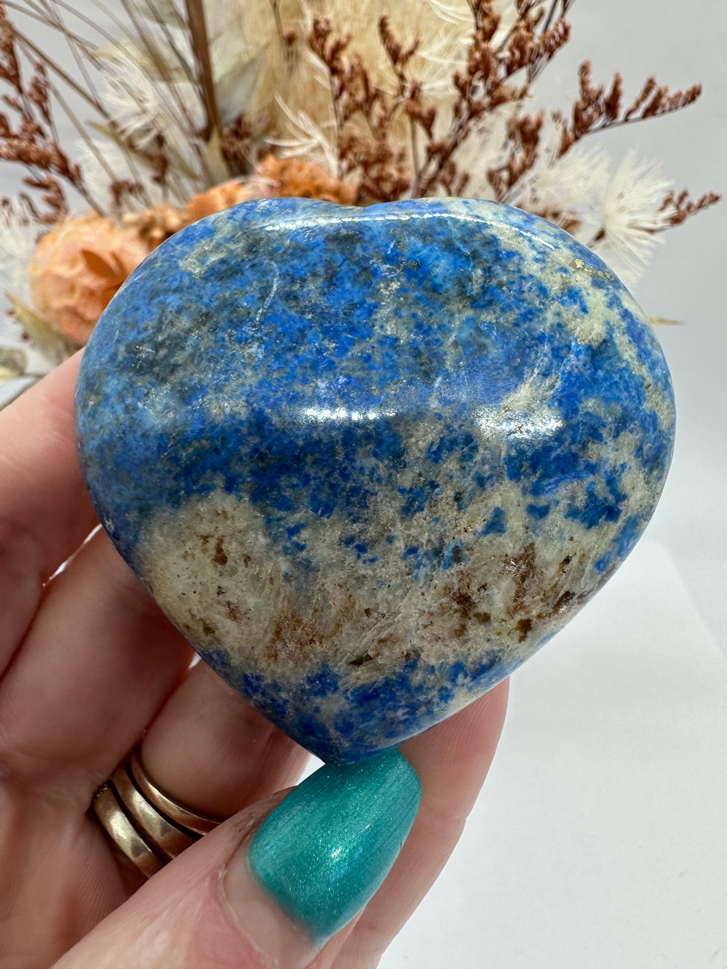 Blue Sodolite with hackmanite Heart