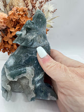 Load image into Gallery viewer, XL Moss Agate Druze Wolf
